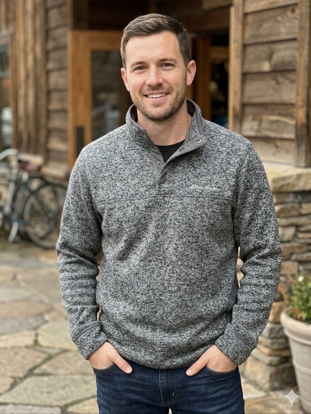 Eddie Bauer Charcoal Button-Up Cardigan